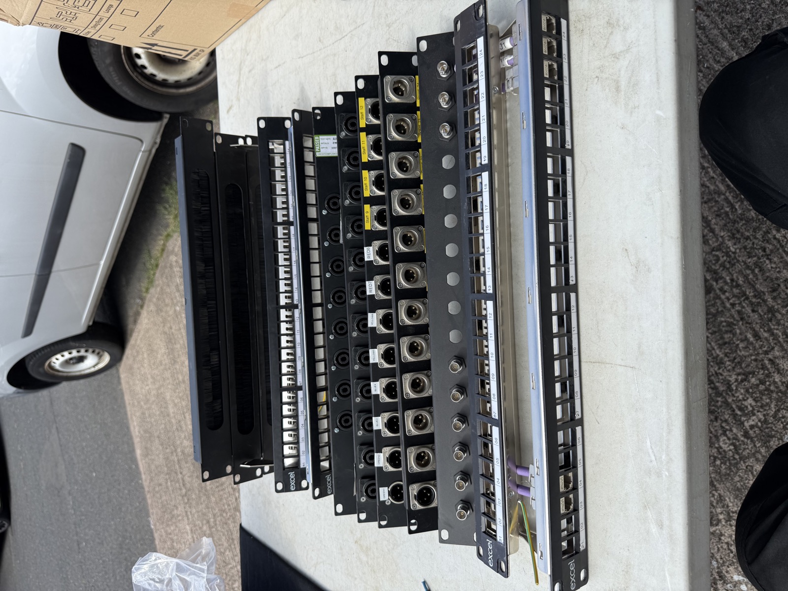 Used 19-inch rack accessories, patch panels and connector panels job lot