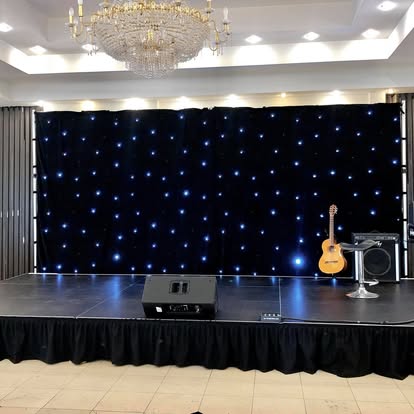 Black event draping and backdrop hire
