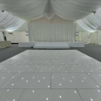 White starlight dance floor in a marquee