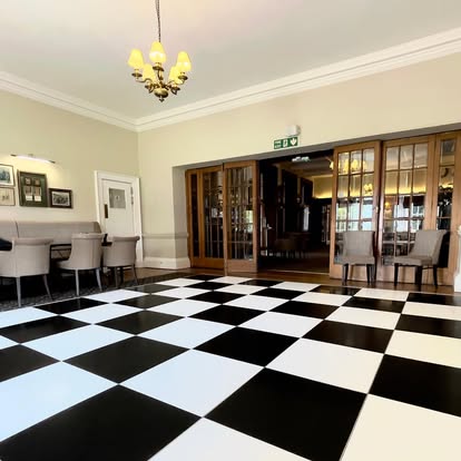 Black and white chequer dance floor