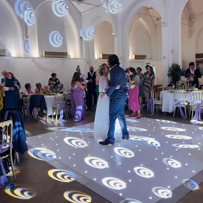 White starlight dance floor at a wedding