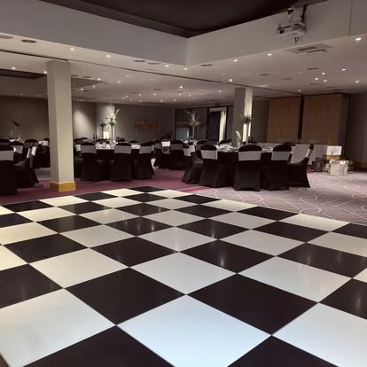 Large black and white dance floor for an event