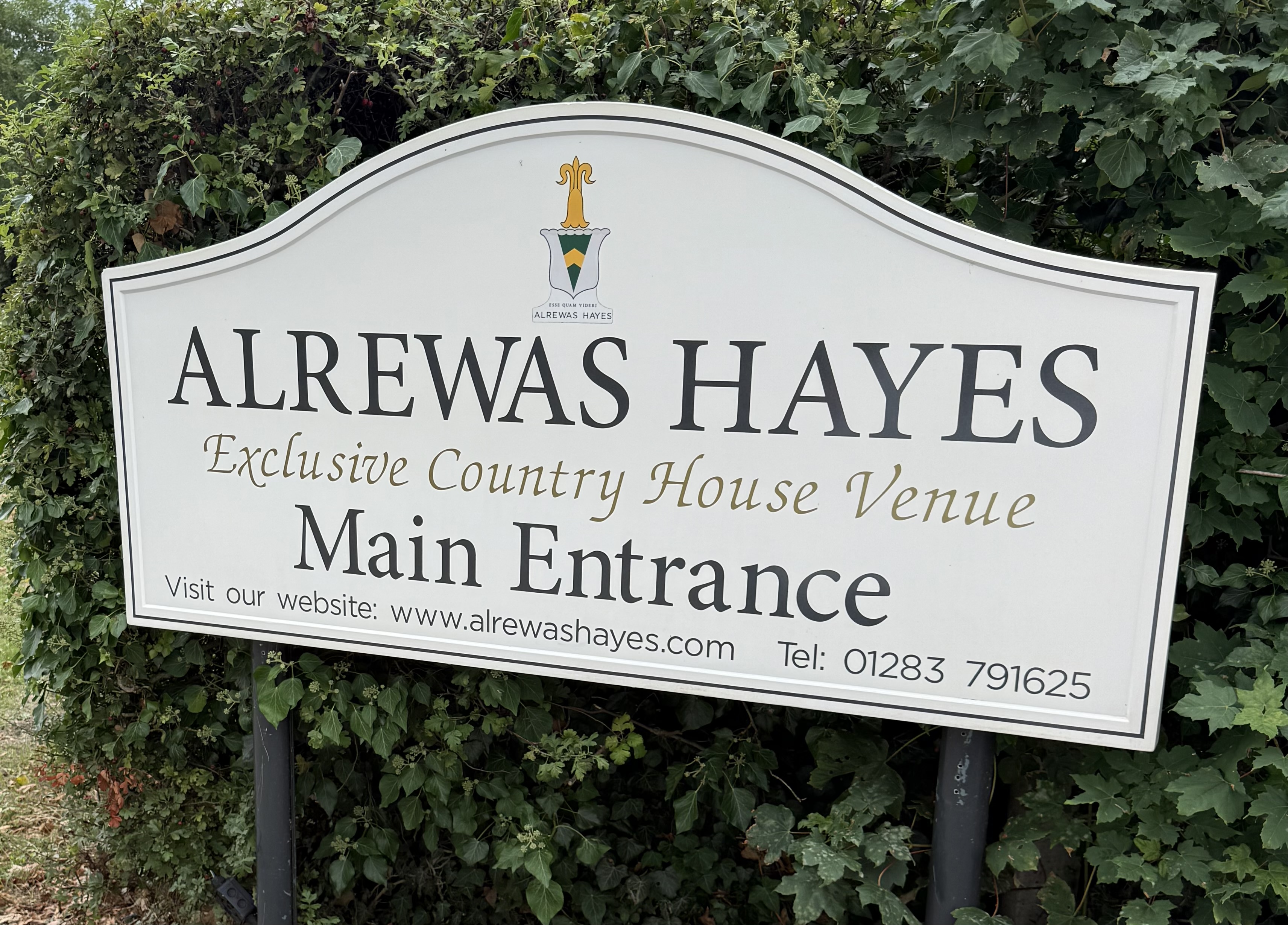 Alrewas Hayes Country House Venue entrance sign