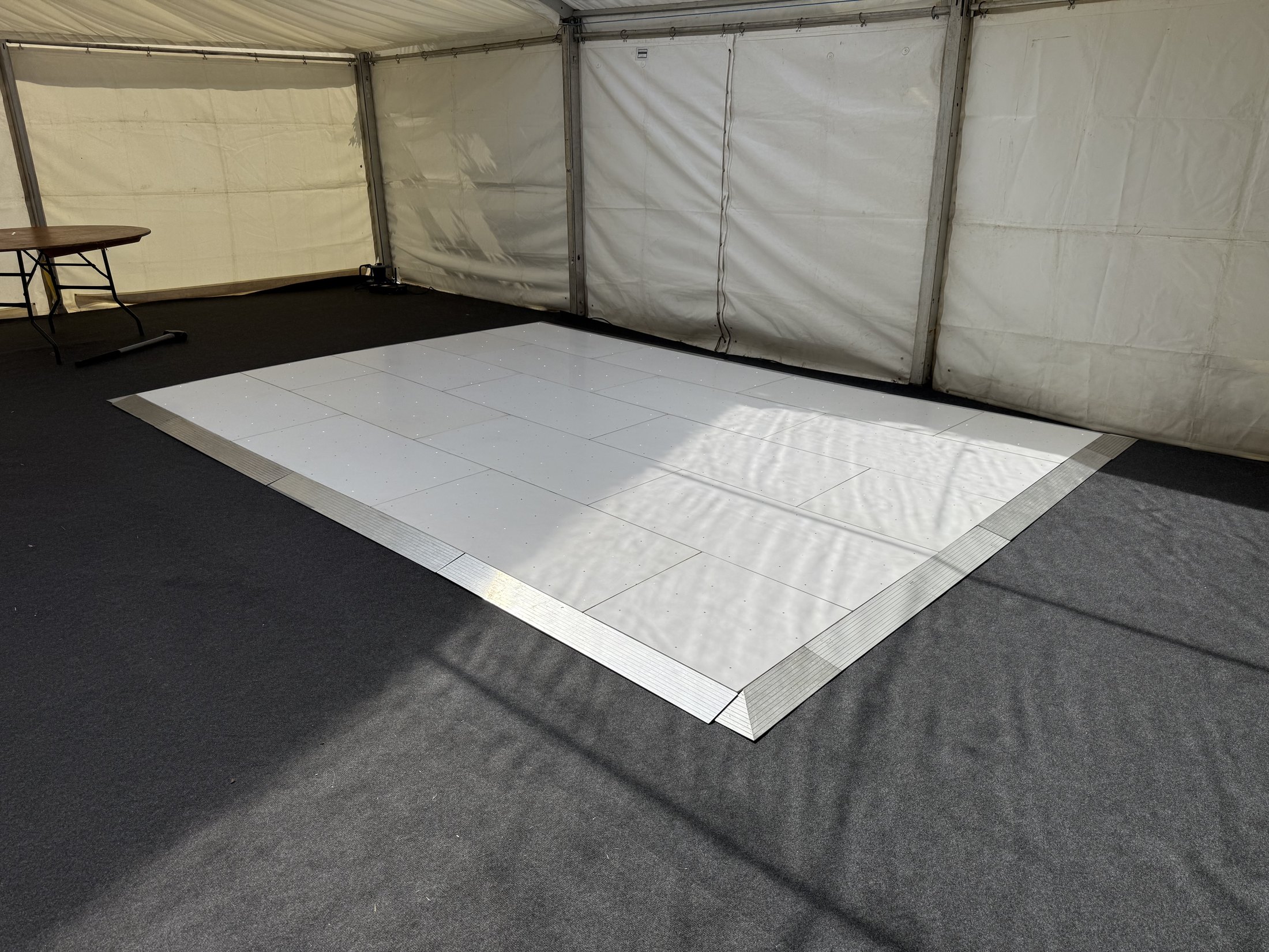 White starlight dance floor supplied for an Asian home engagement party on 30th August 2026