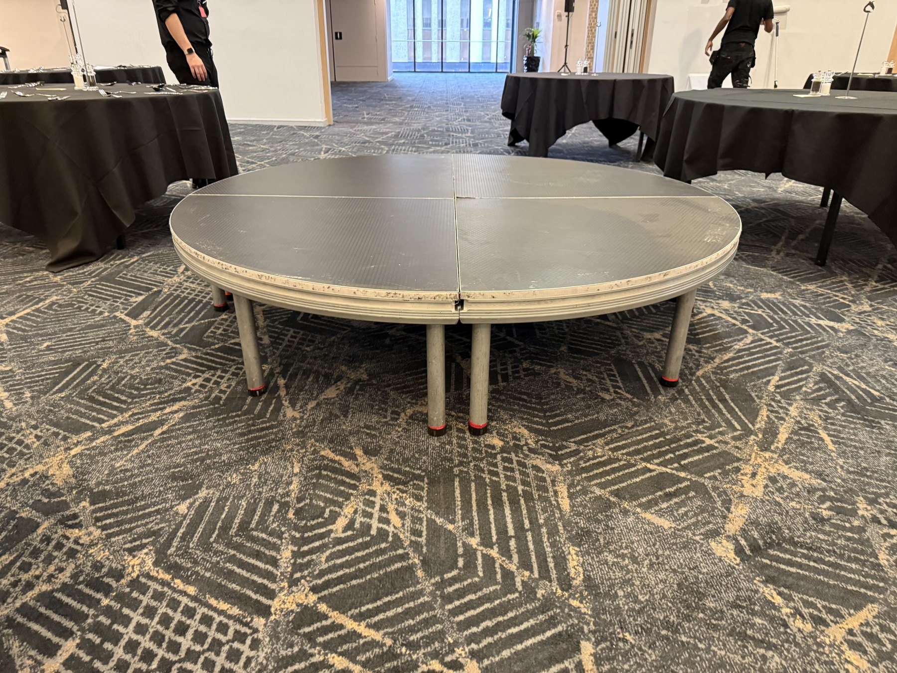 Round artist performance stage supplied at Birmingham Conference Centre on 3rd September 2026