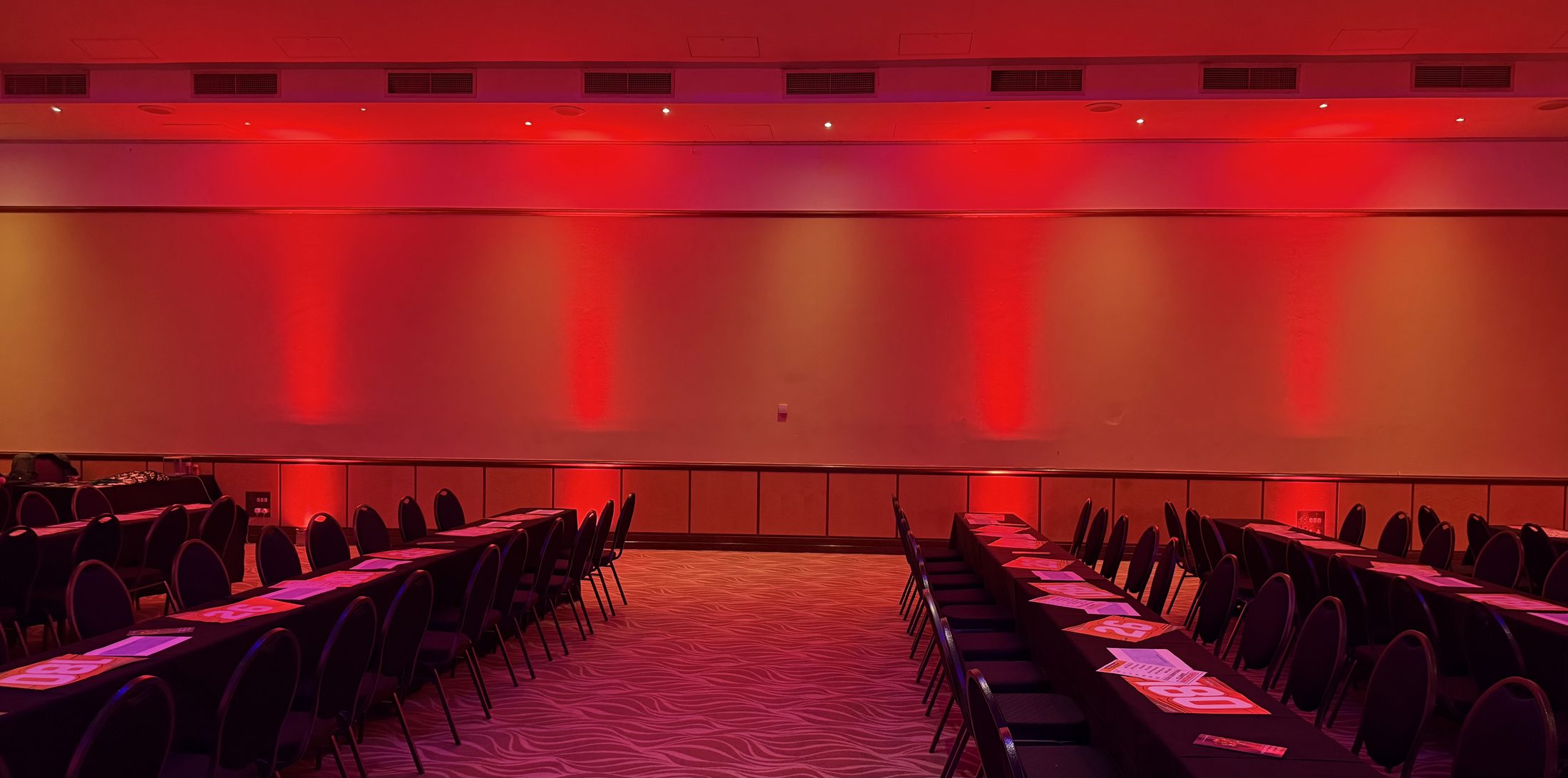 Lighting effects and event room setup for Throwdown Darts at Copthorne Hotel Dudley