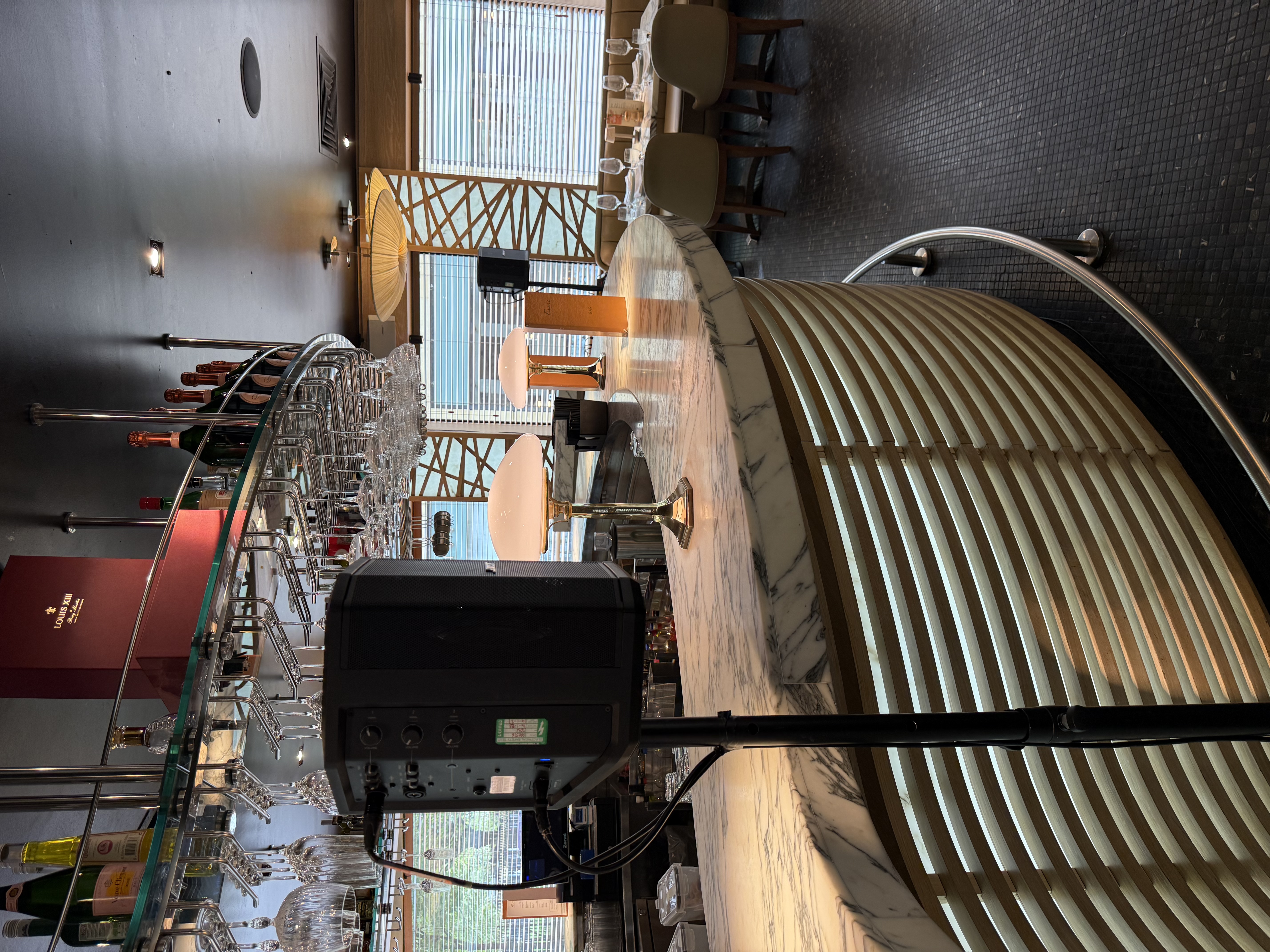 PA speaker system supplied by Paul James Events for speeches at Fumo Restaurant Birmingham