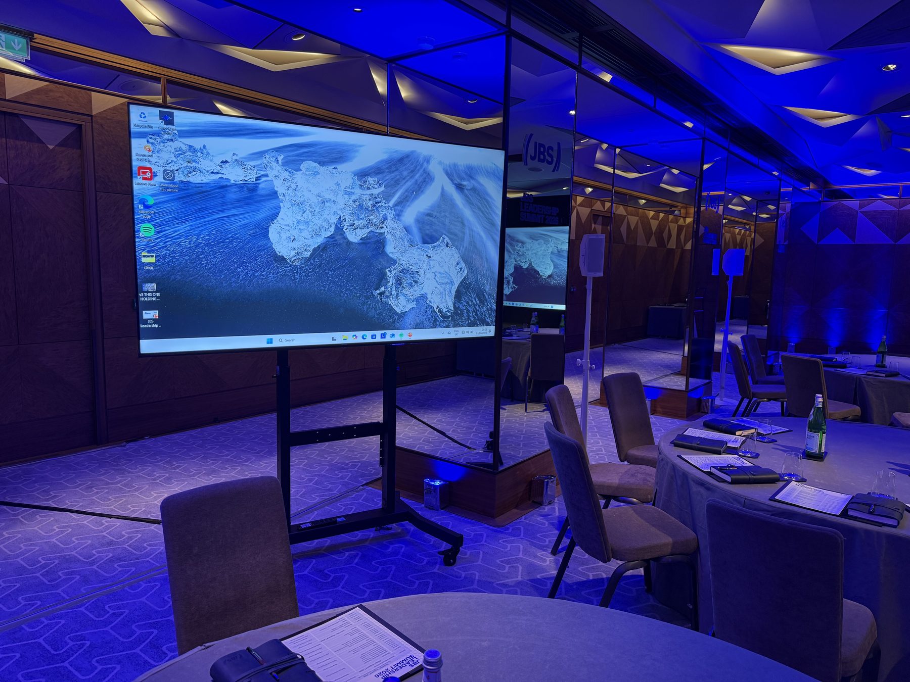 Large conference display screen and room lighting supplied for a London conference