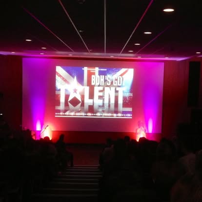Large image projection in an auditorium