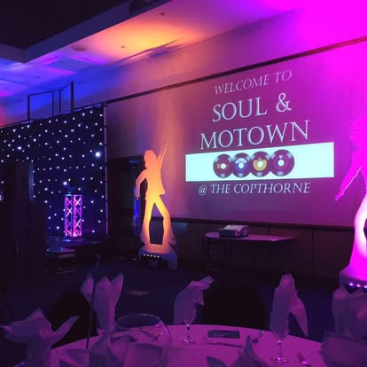 Large image projection in a themed event room