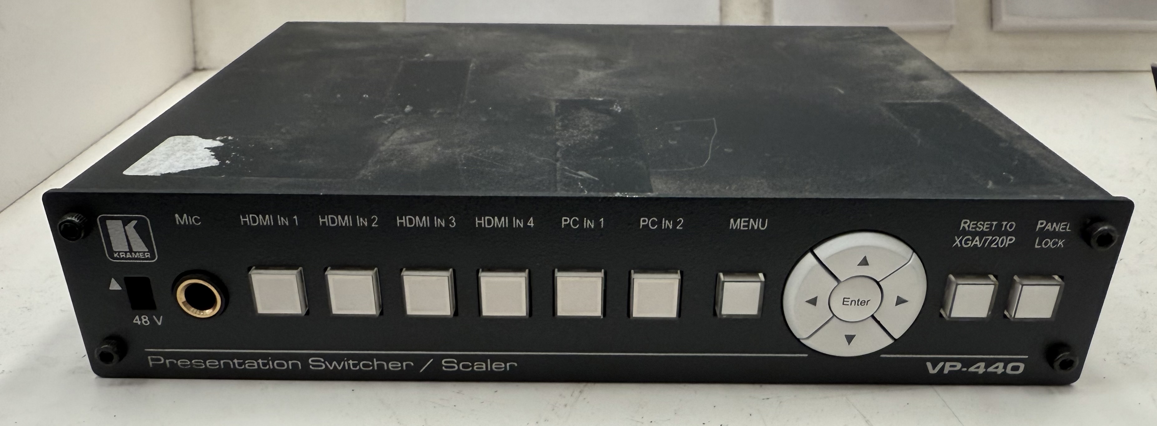 Front view of a used Kramer VP-440 presentation switcher and video scaler