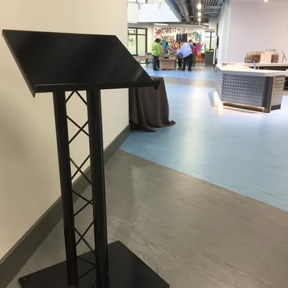 Black lectern in an event venue