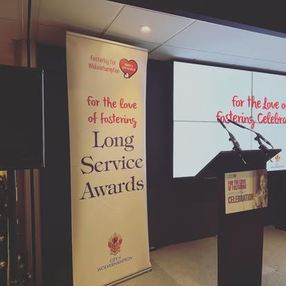 Lectern setup for a long service awards event