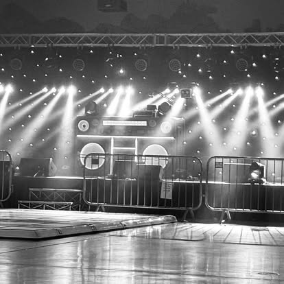 Large lighting rig in a venue