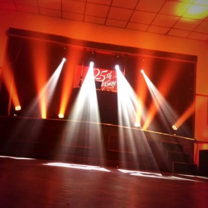 Amber and white stage beams