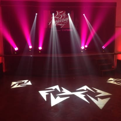 Pink beam lighting with floor gobos