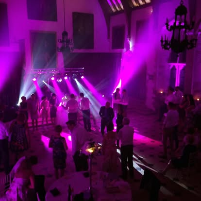 Purple wedding dance floor lighting