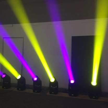 Purple and yellow beam lighting effect