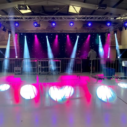 Pink and blue stage wash lighting