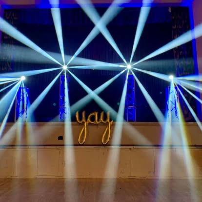 Stage beams with decorative lighting