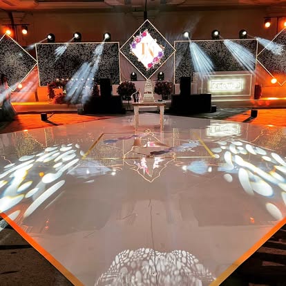 Awards night stage with patterned floor lighting
