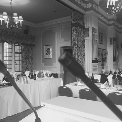 Microphone view across a smaller event room