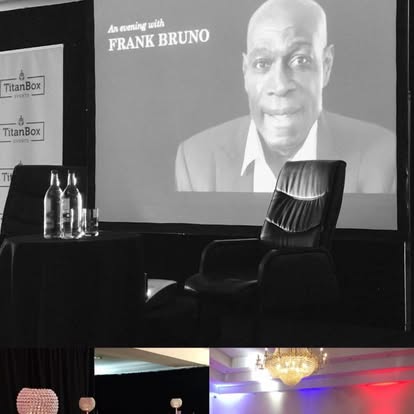 Small event presentation screen and speaker setup