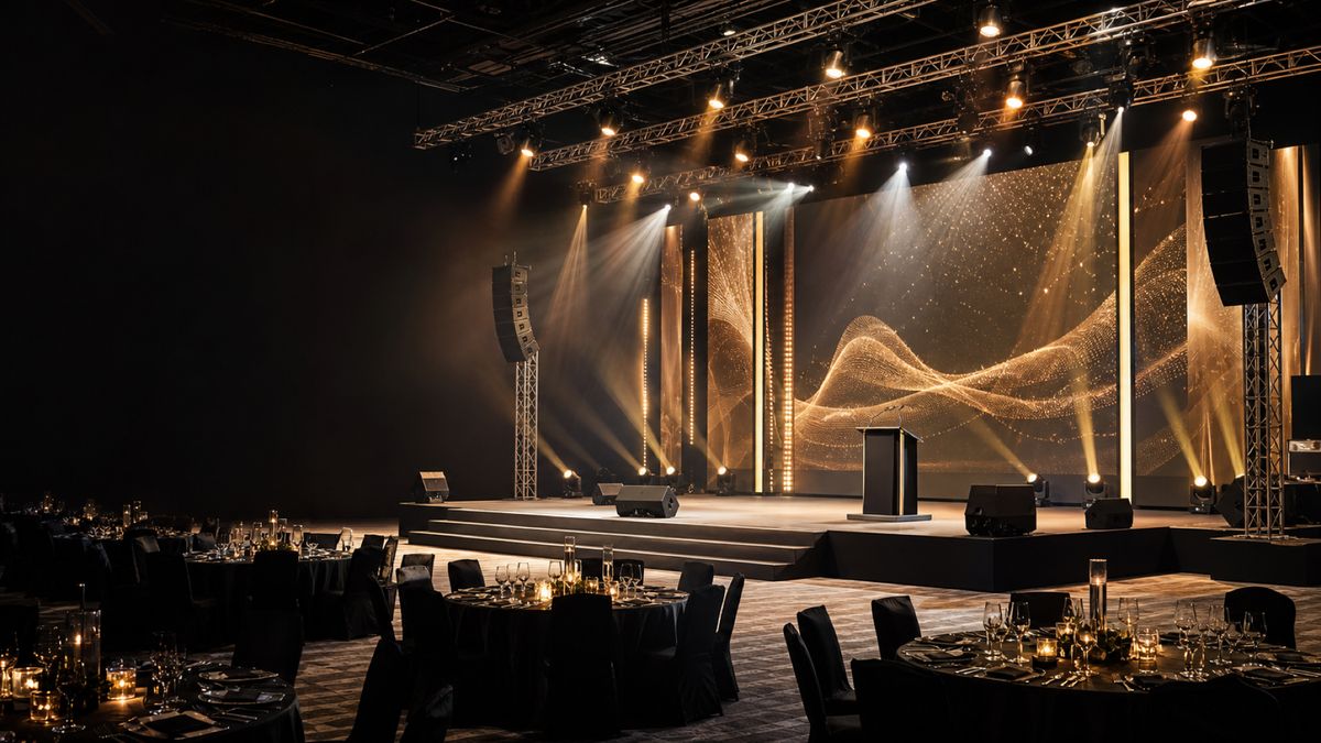 Professional awards stage with lighting and display production