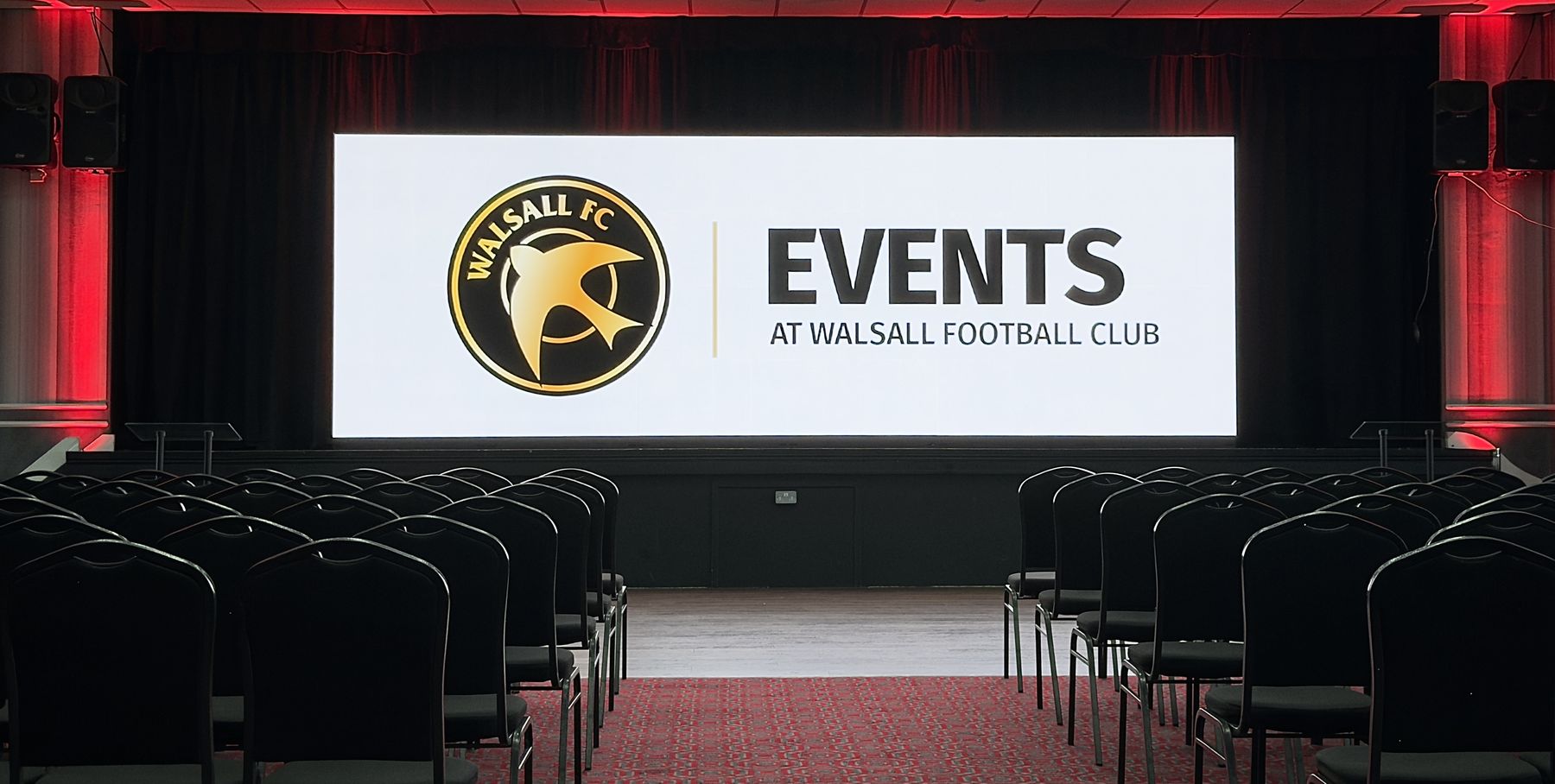 Large-format conference display and seating installed at Walsall Football Club