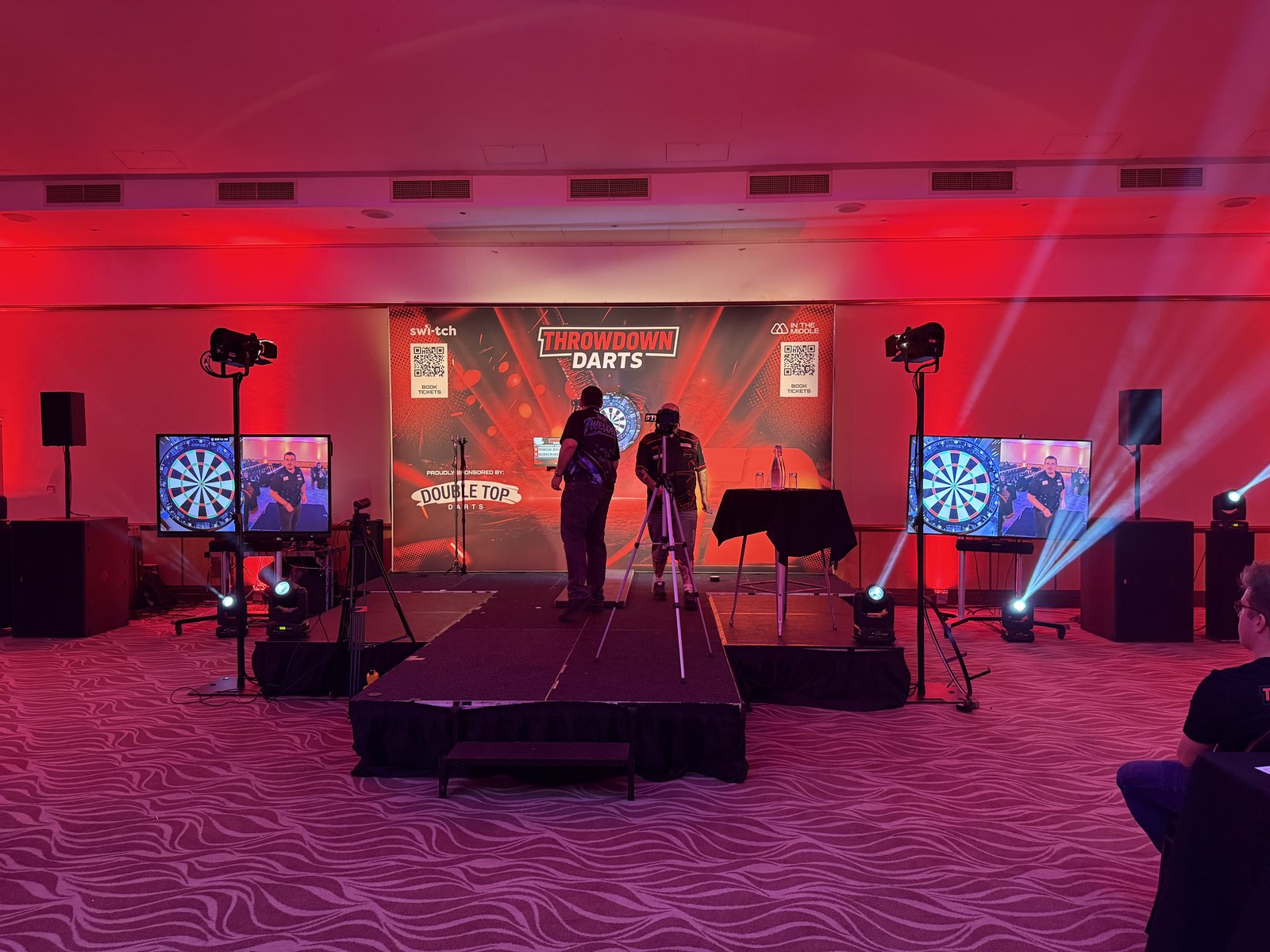 Lighting effects, stage and screens supplied for Throwdown Darts at Copthorne Hotel Dudley