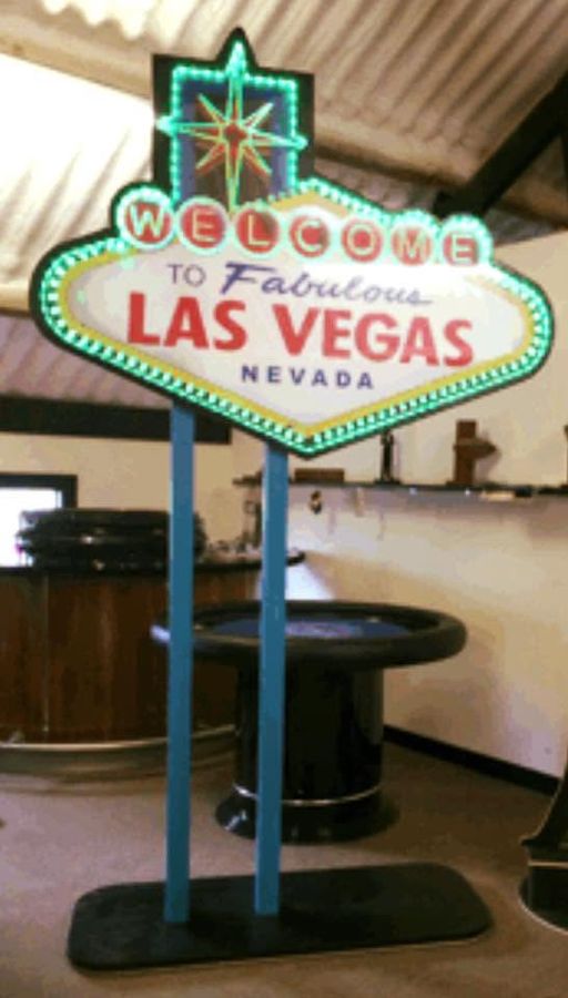 Illuminated Las Vegas sign available for casino themed events