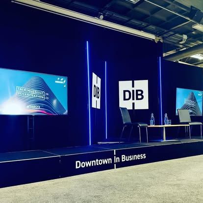 Professional conference stage supplied by Paul James Events