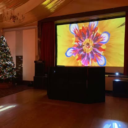Projection screen display in a reception venue