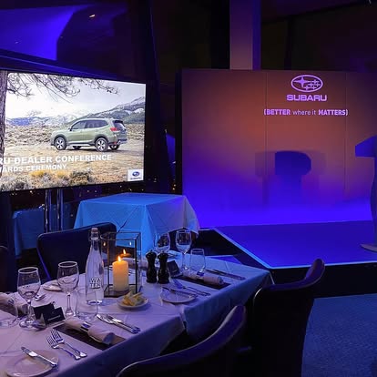 Conference display screen in a dining room