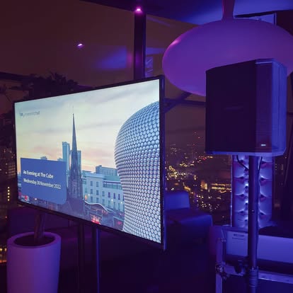 Display screen in a city skyline venue