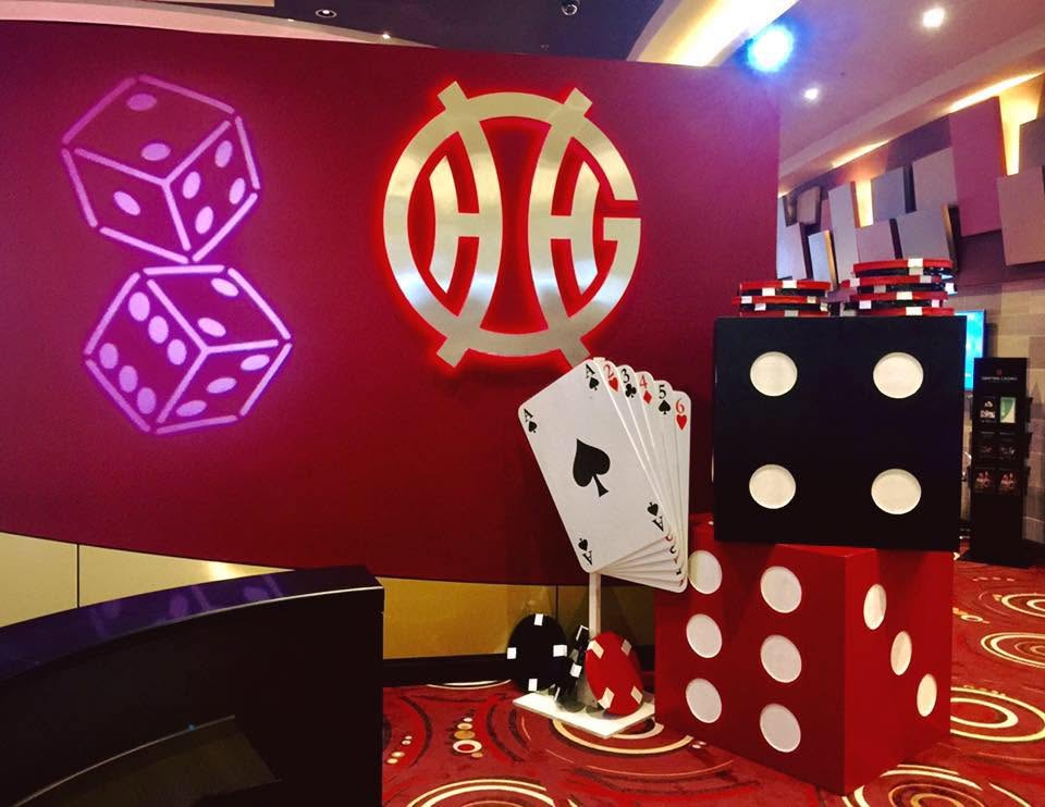 Casino props with giant dice and cards