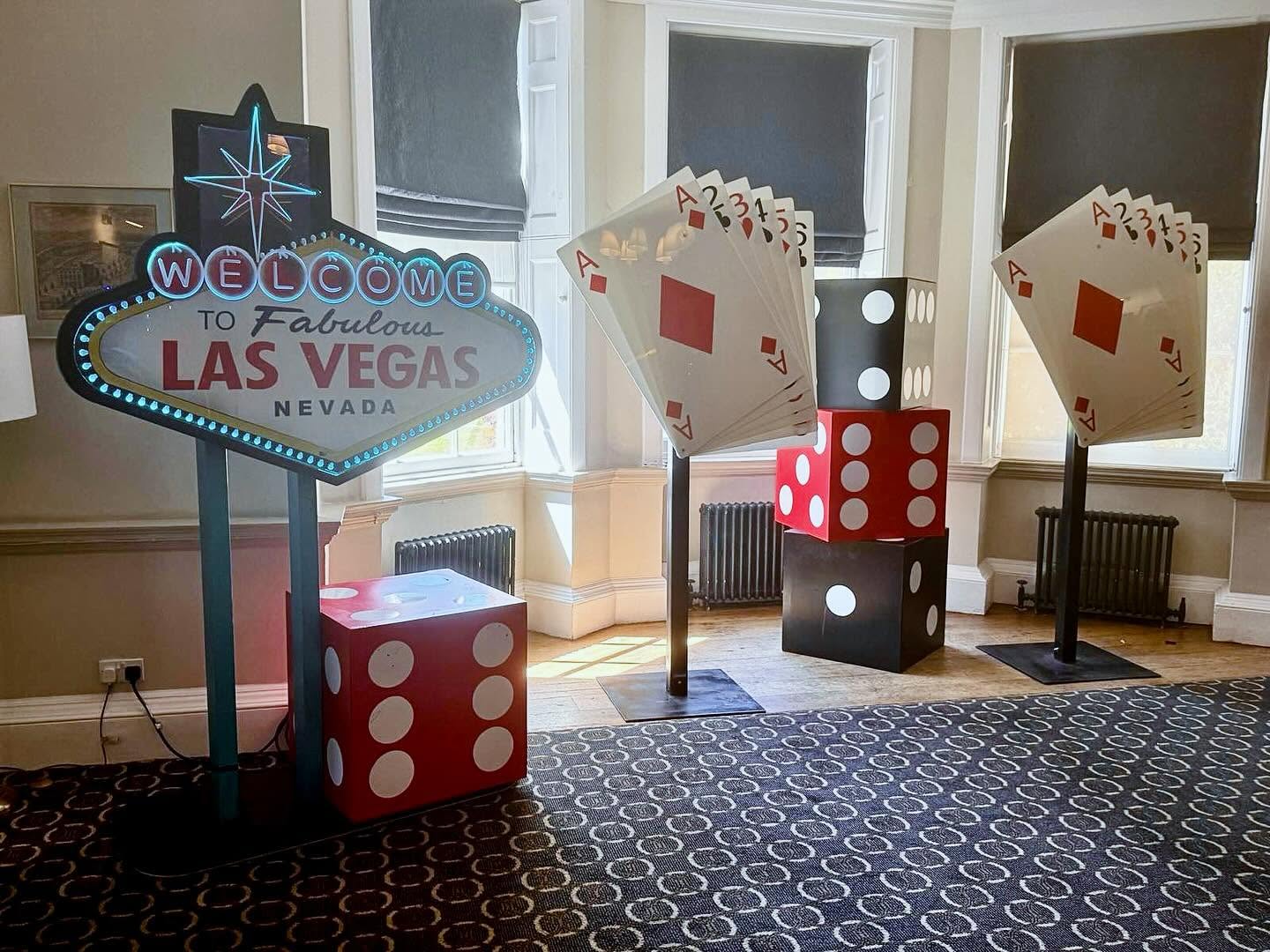 Las Vegas props with giant cards and dice