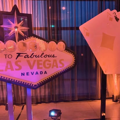 Las Vegas sign prop with giant card