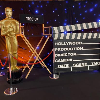 Director chair and Oscar prop setup