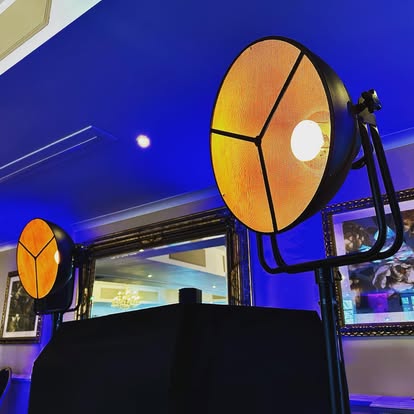 Movie spotlight props in blue lighting
