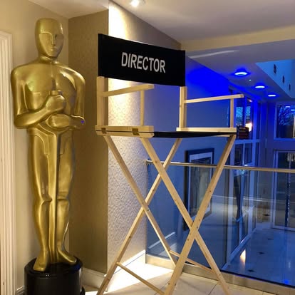 Director chair and Oscar statue display