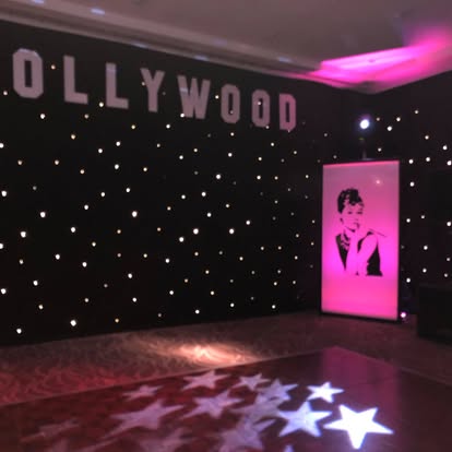 Hollywood backdrop and silhouette prop panel
