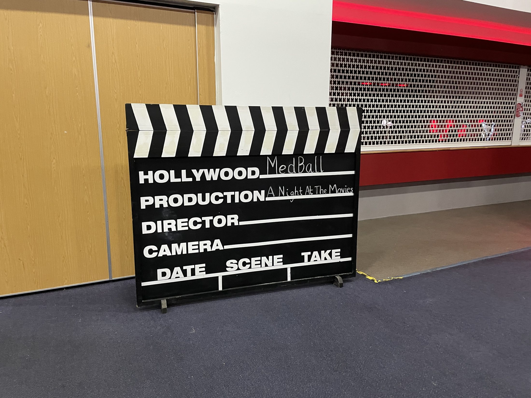 Giant Hollywood clapperboard prop for a movie theme event