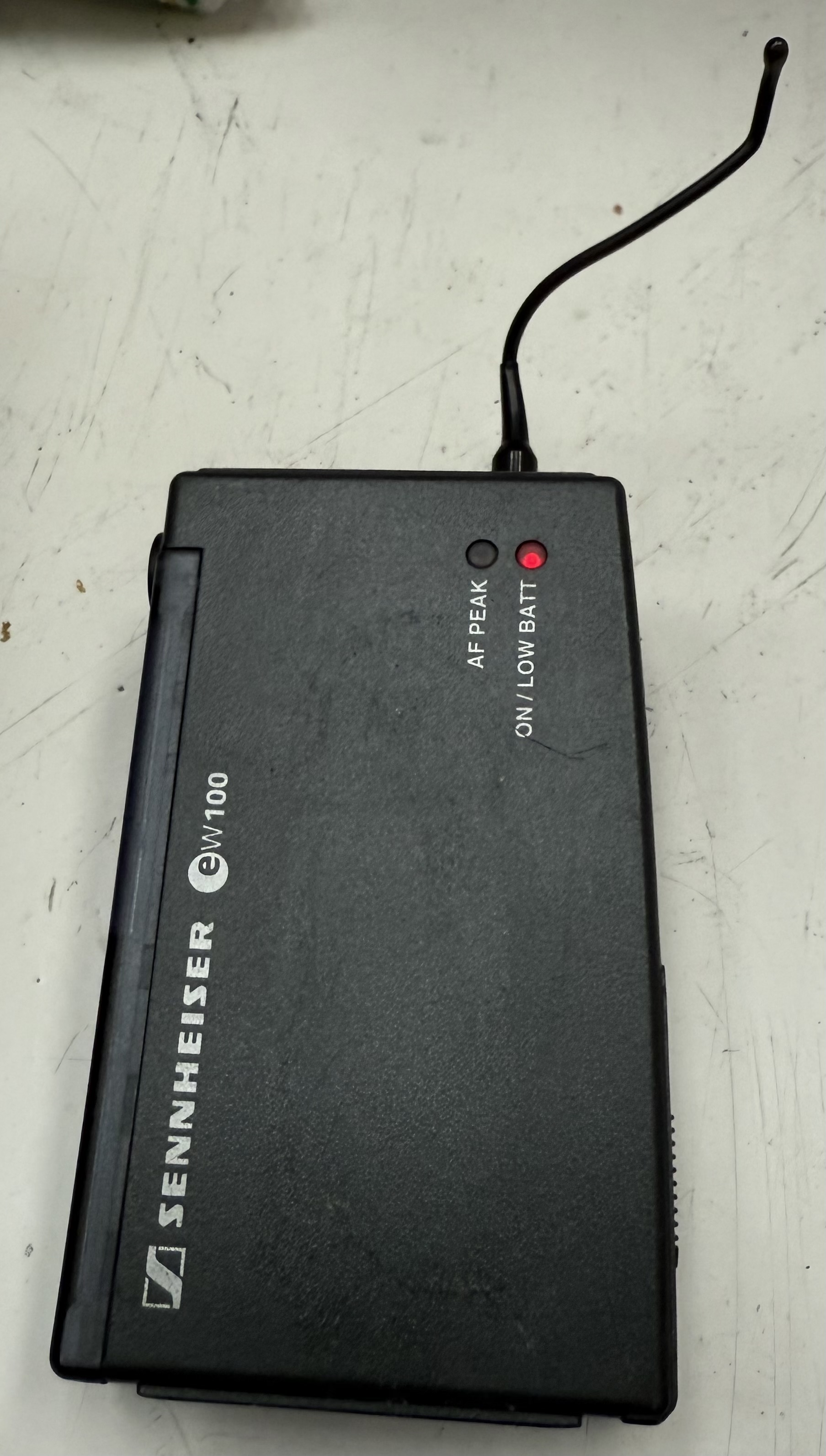 Front view of a used Sennheiser SK 100 first-generation Evolution Wireless bodypack transmitter