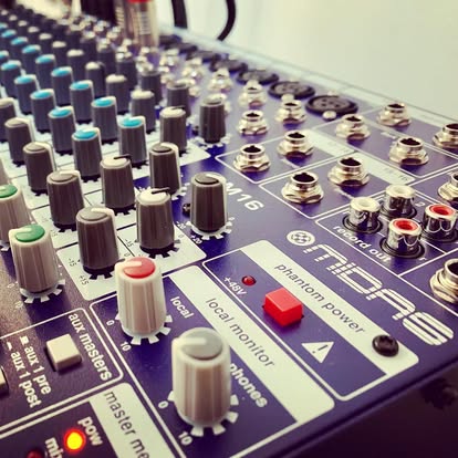 Audio mixer close-up