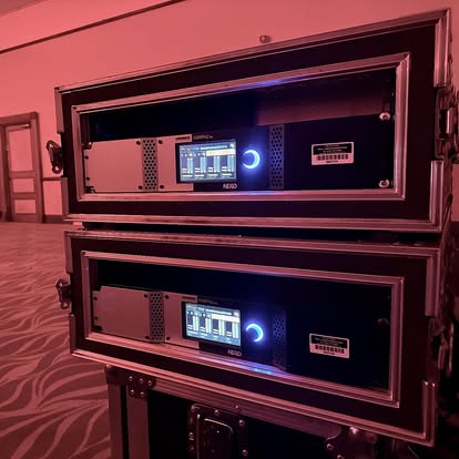 Amplifier rack with digital displays