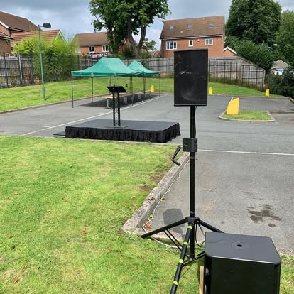 Outdoor stage and speaker setup
