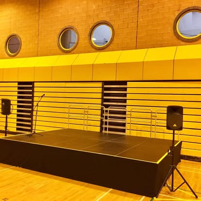 Raised stage in a civic venue