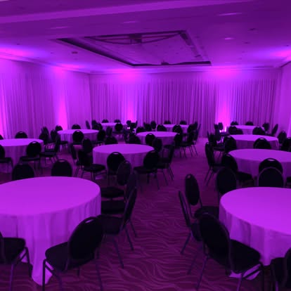 Purple room wash lighting for an event