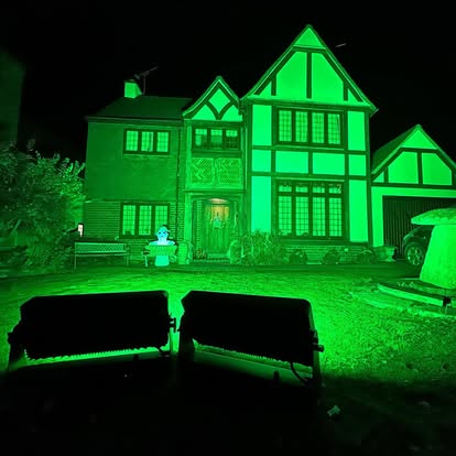 Green exterior building colour wash
